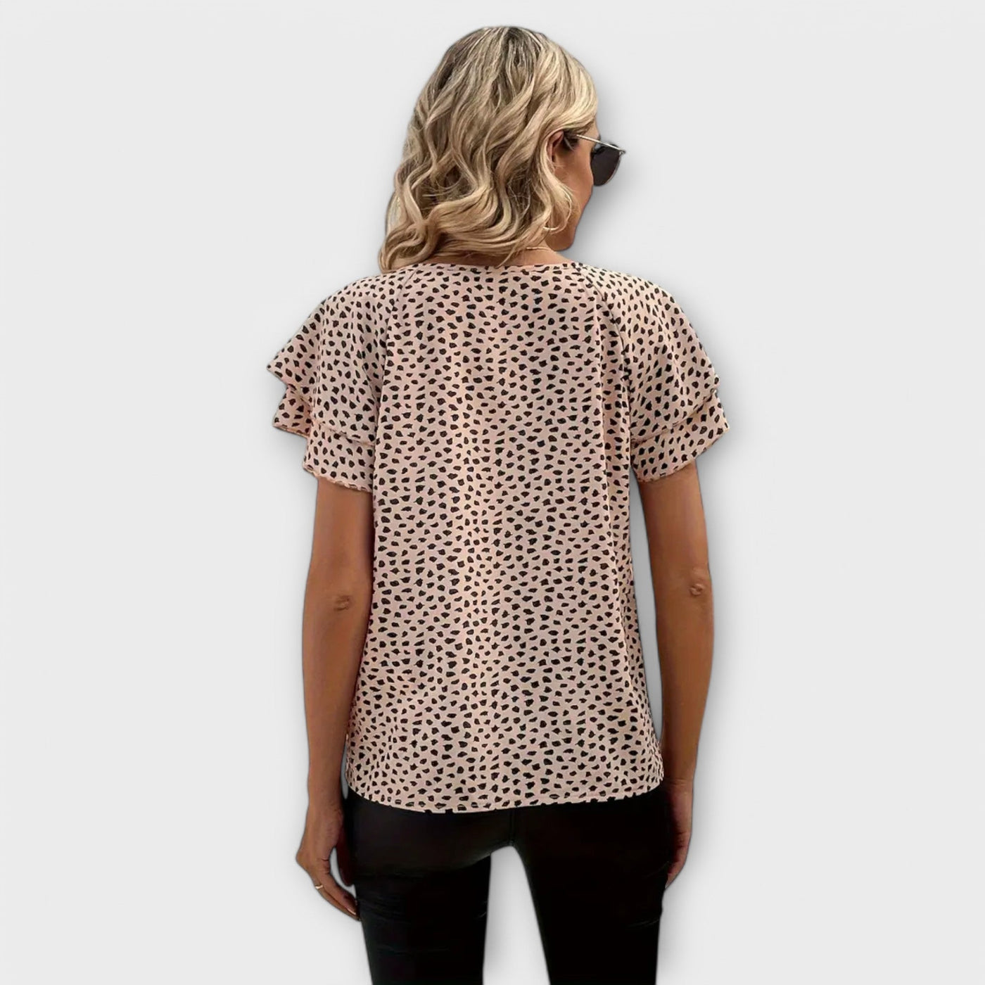 Emily | Blouse with Allover Print and Ruffle Details