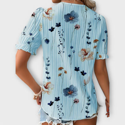Emily | Flower V-Neck Blouse