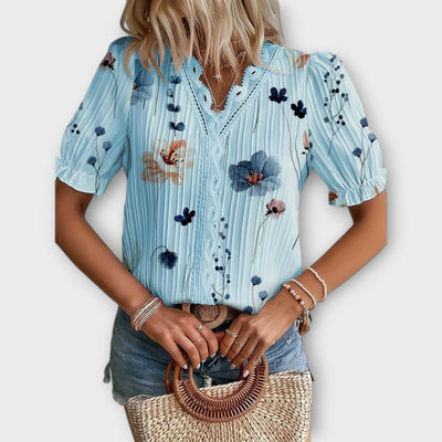 Emily | Flower V-Neck Blouse