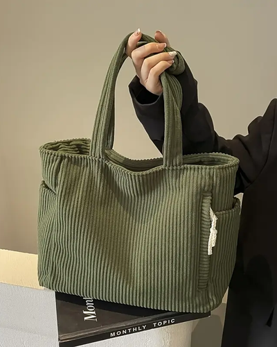 Mathilda | Ribbed Tote Bag with Cord Detail
