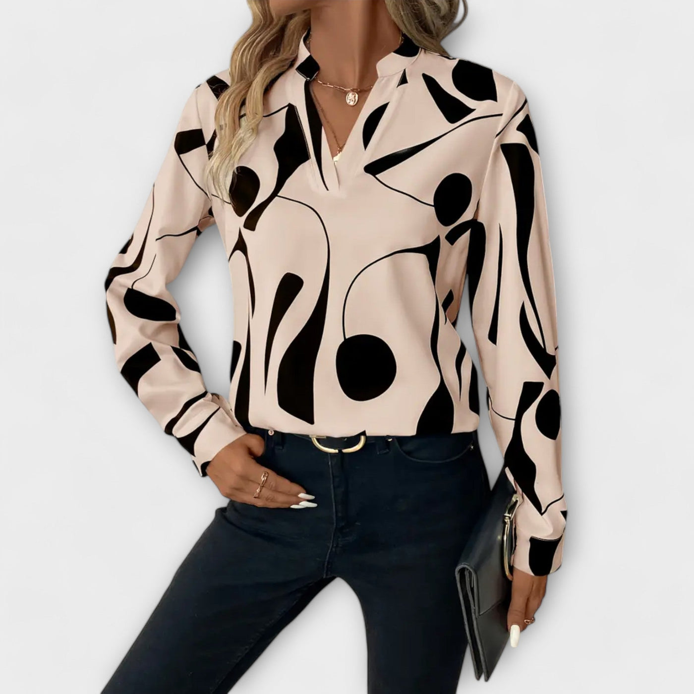 Flora | Elegant long-sleeved blouse with V-neck