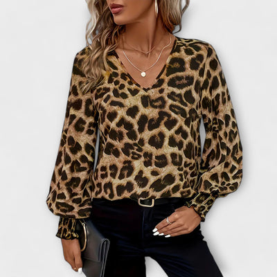 Flora | Wild and Stylish Leopard Blouse with V-Neck