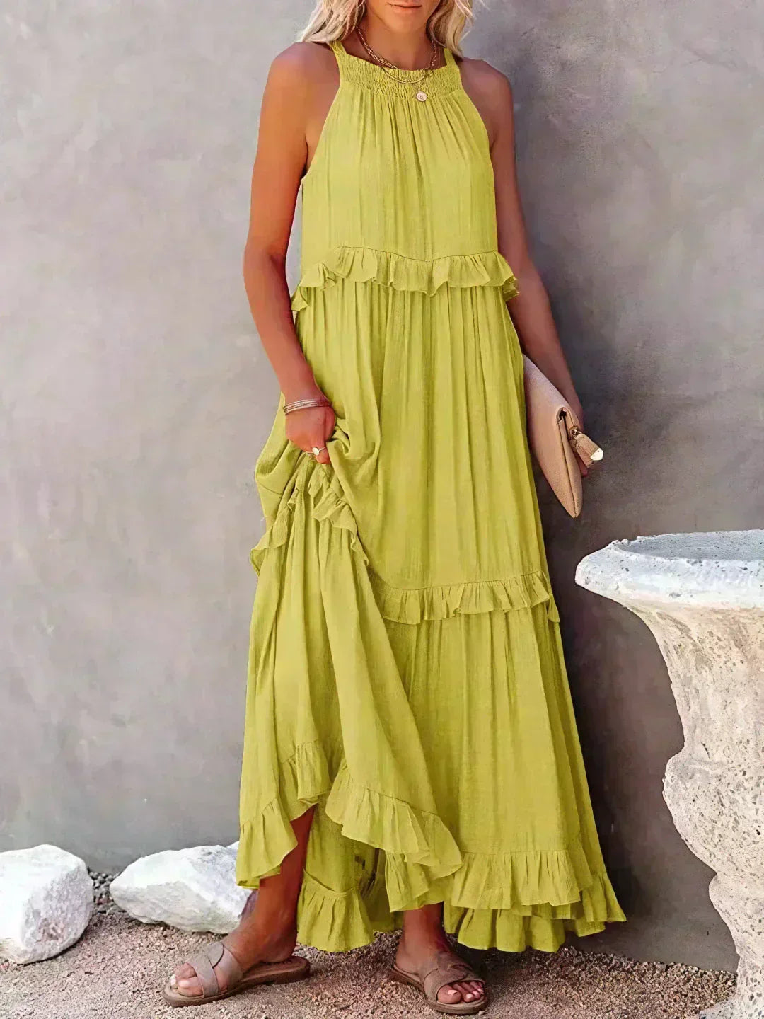 Cindy | Chic Ruffle Trim Sleeveless Dress