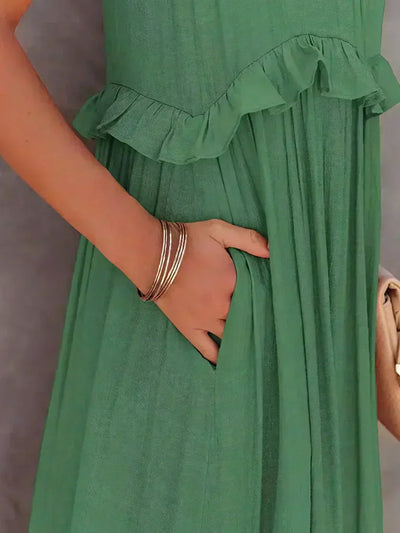 Cindy | Chic Ruffle Trim Sleeveless Dress