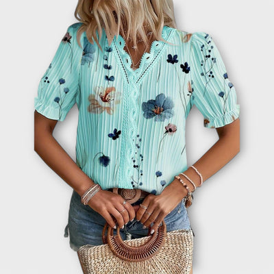 Emily | Flower V-Neck Blouse