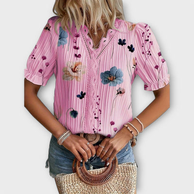 Emily | Flower V-Neck Blouse