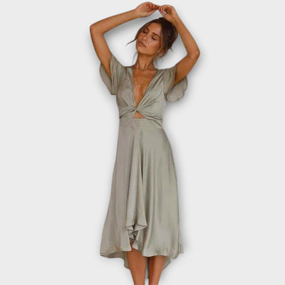 Margret | Elegant V-neck Midi Dress