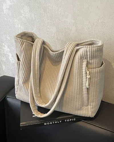 Mathilda | Ribbed Tote Bag with Cord Detail