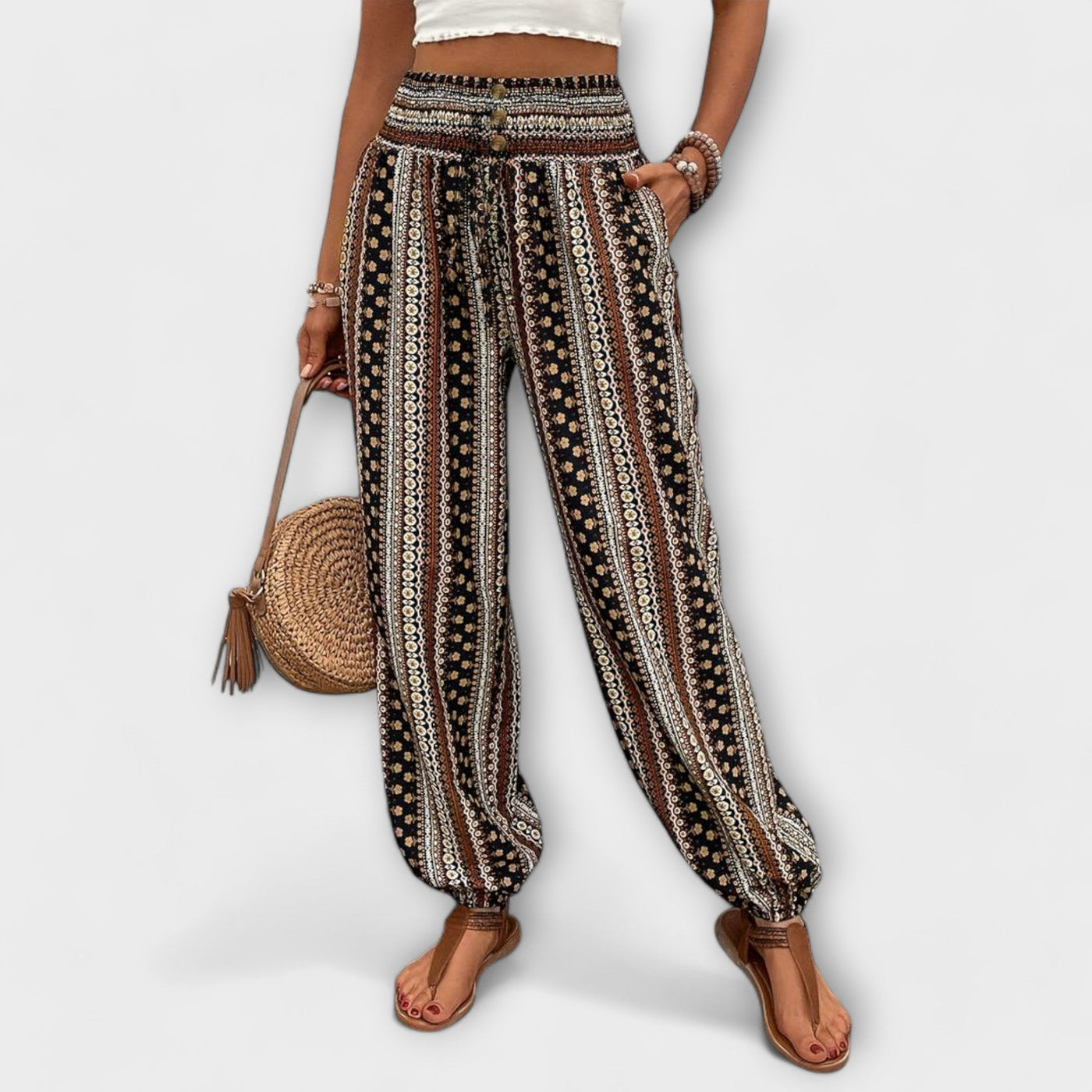 Scarlett | Pants with Ethnic Graphic Print