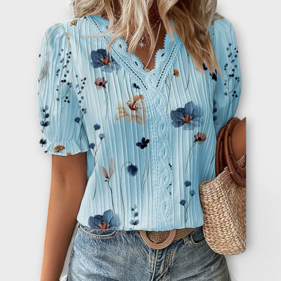 Emily | Flower V-Neck Blouse