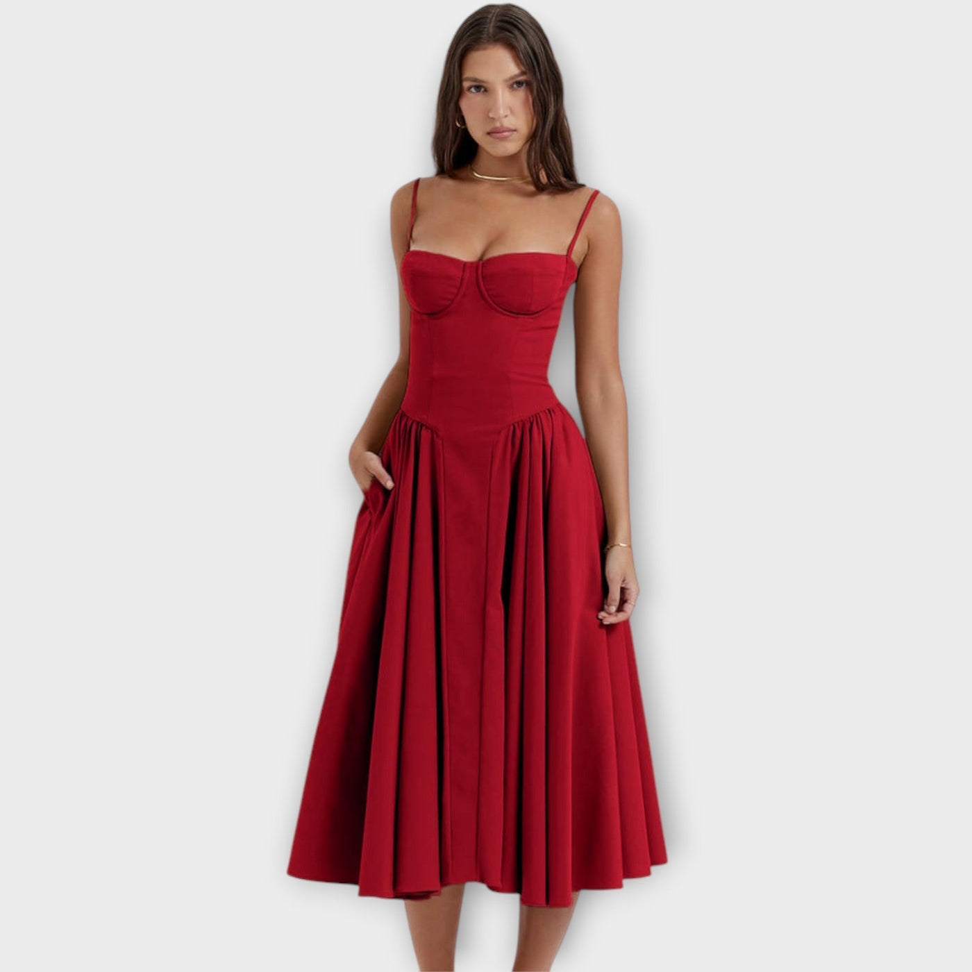 Gesine | Sleeveless Corset Midi Dress