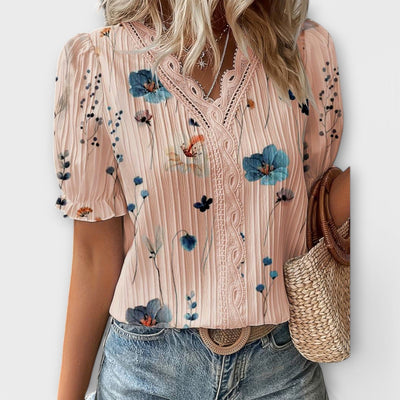 Emily | Flower V-Neck Blouse
