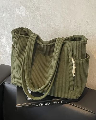 Mathilda | Ribbed Tote Bag with Cord Detail