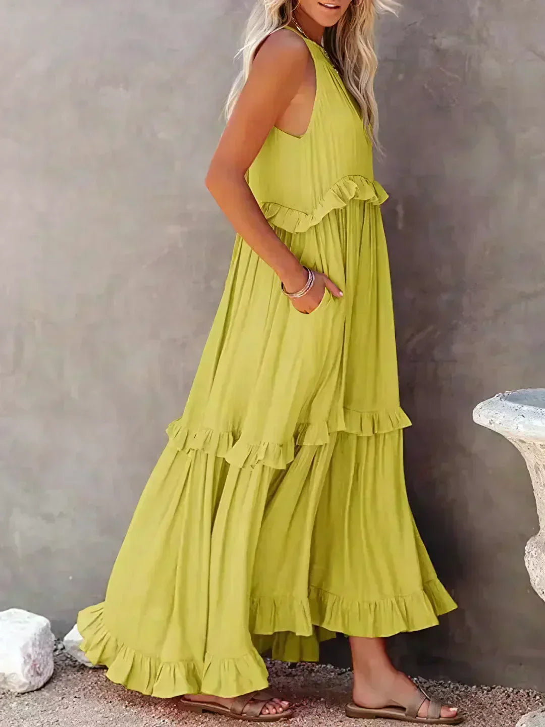 Cindy | Chic Ruffle Trim Sleeveless Dress