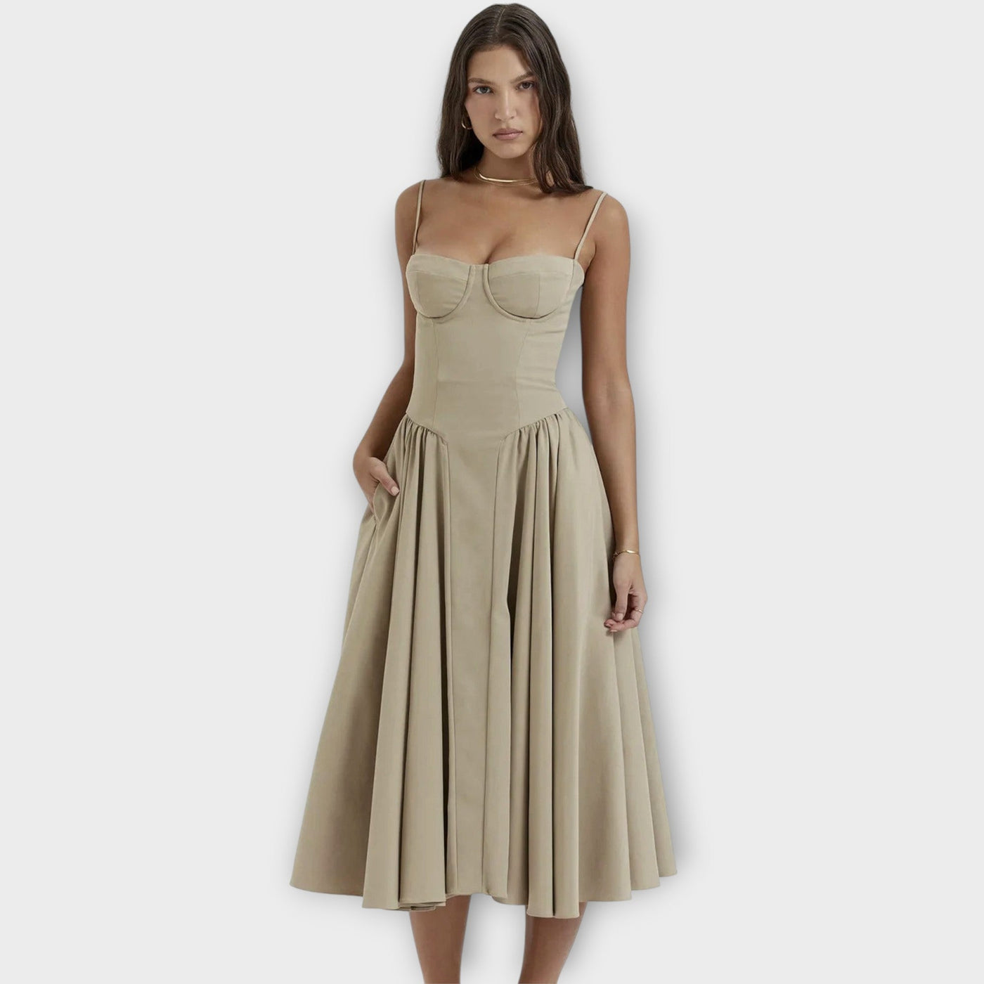 Gesine | Sleeveless Corset Midi Dress