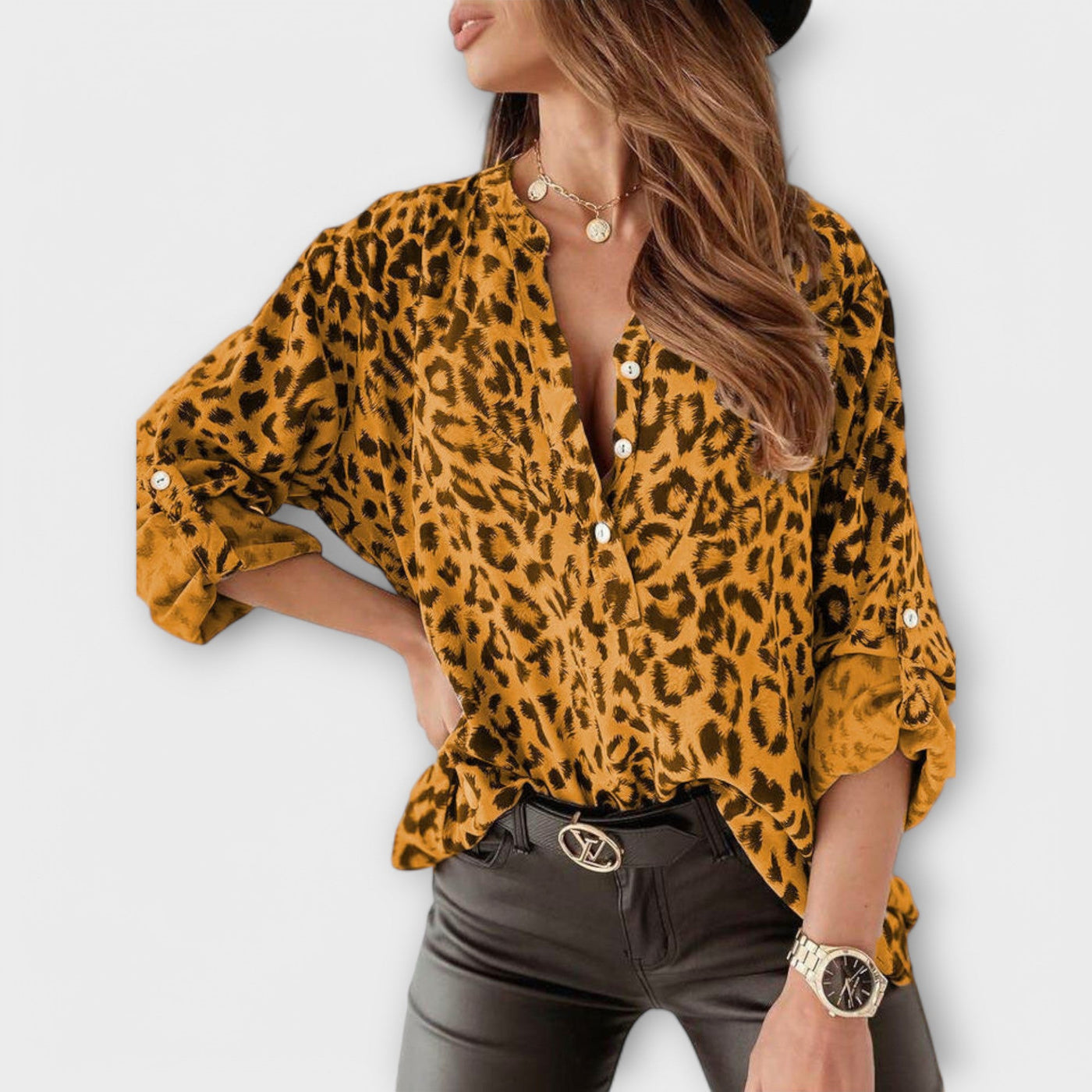 Alia | Trendy Blouse with Leopard Print