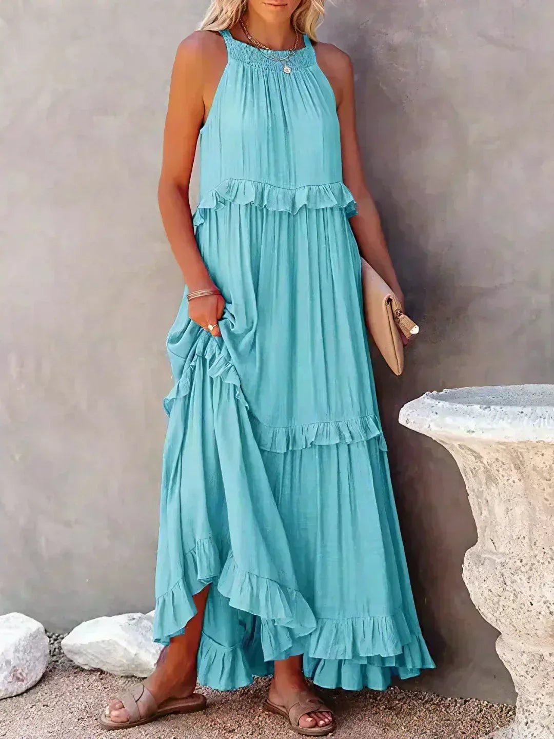 Cindy | Chic Ruffle Trim Sleeveless Dress