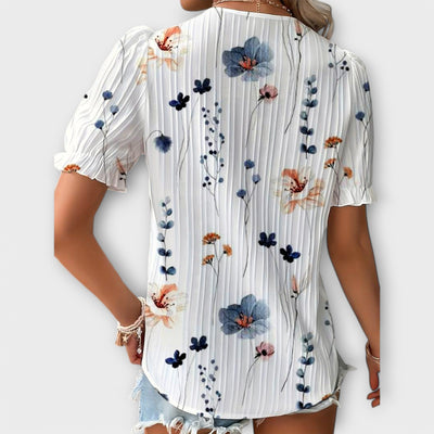 Emily | Flower V-Neck Blouse