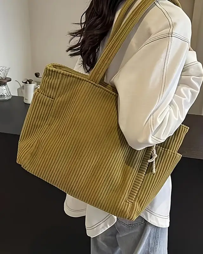 Mathilda | Ribbed Tote Bag with Cord Detail