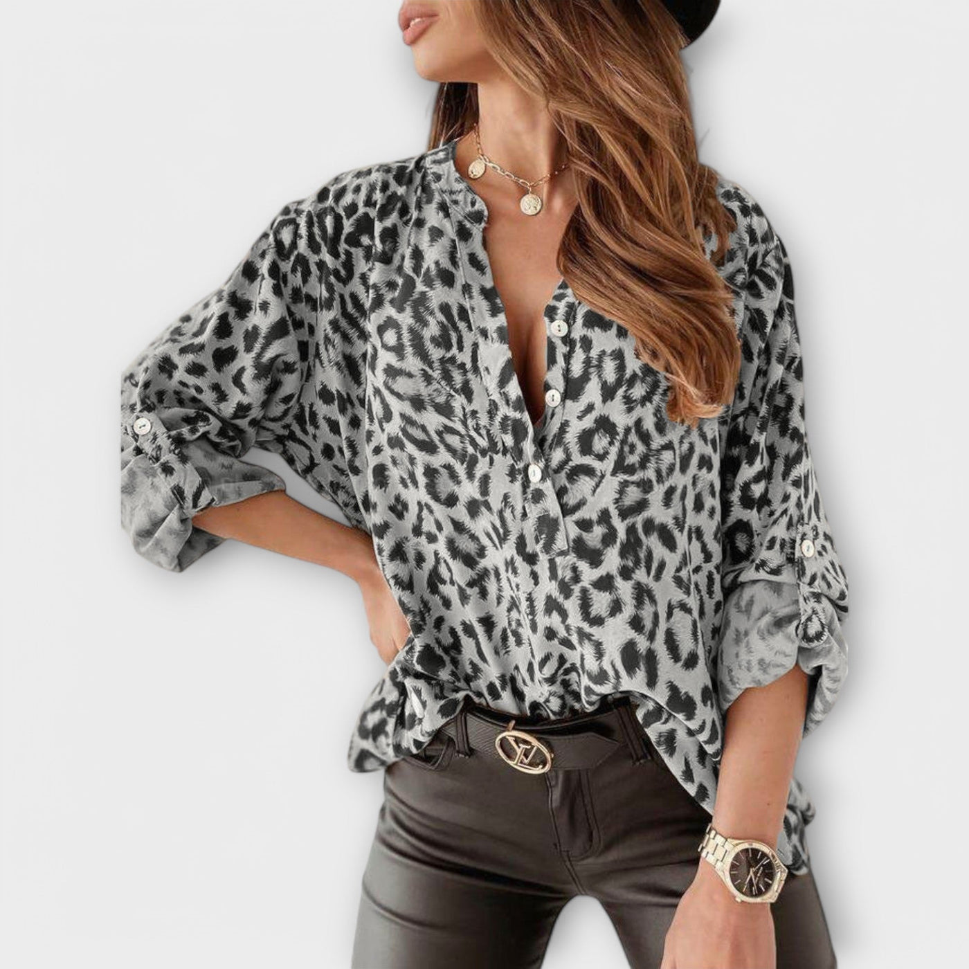 Alia | Trendy Blouse with Leopard Print