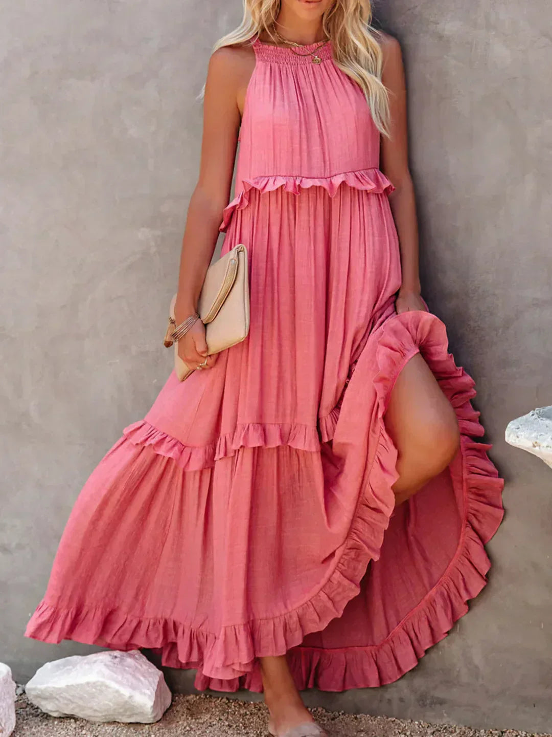 Cindy | Chic Ruffle Trim Sleeveless Dress
