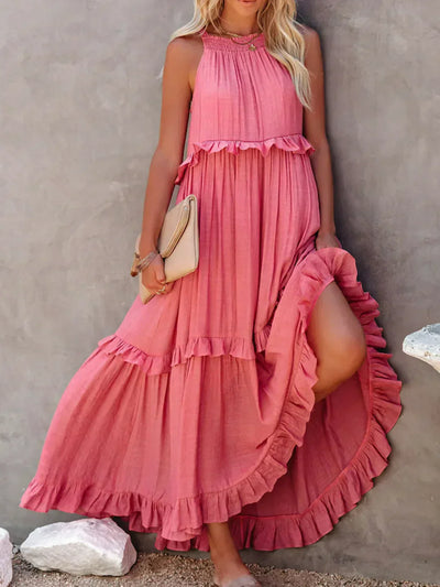 Cindy | Chic Ruffle Trim Sleeveless Dress