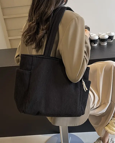 Mathilda | Ribbed Tote Bag with Cord Detail