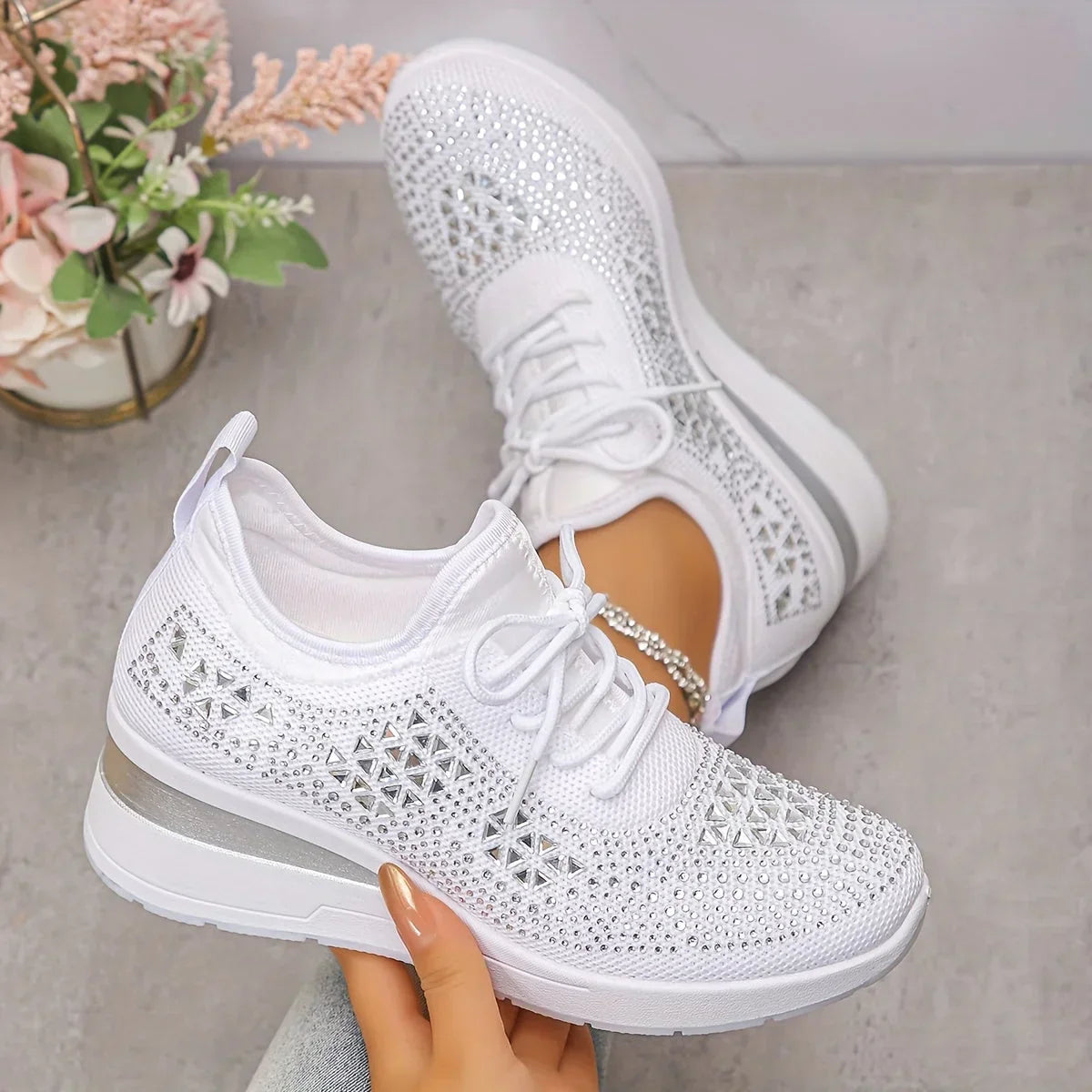 Estelle | Orthopedic sneakers with sparkling rhinestones