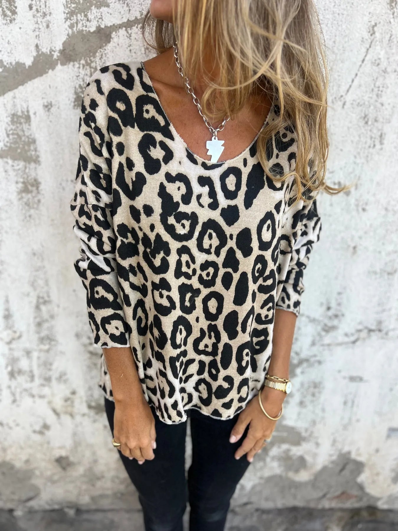 Peggy | Round Neck Leopard Print Top