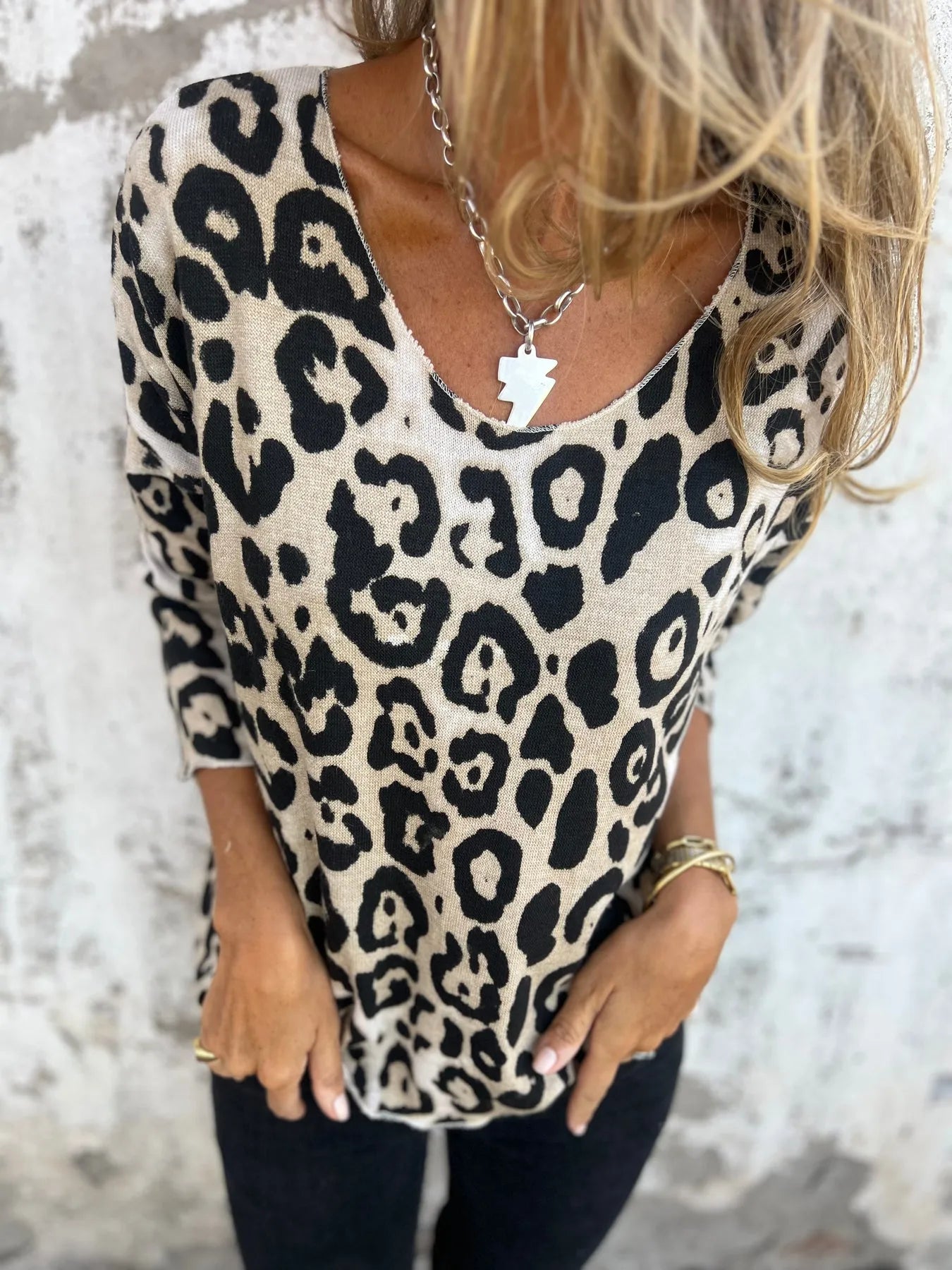 Peggy | Round Neck Leopard Print Top