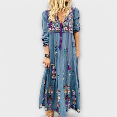 Vivi | Boho Linen Maxi Dress