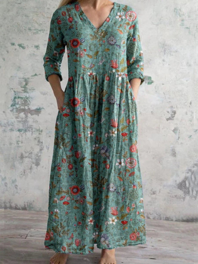 Mary | Long Dress with Vintage Floral Print