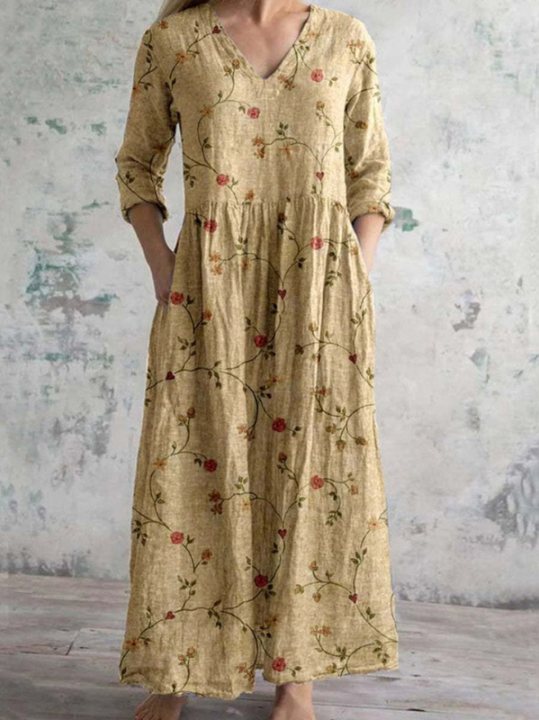 Mary | Long Dress with Vintage Floral Print