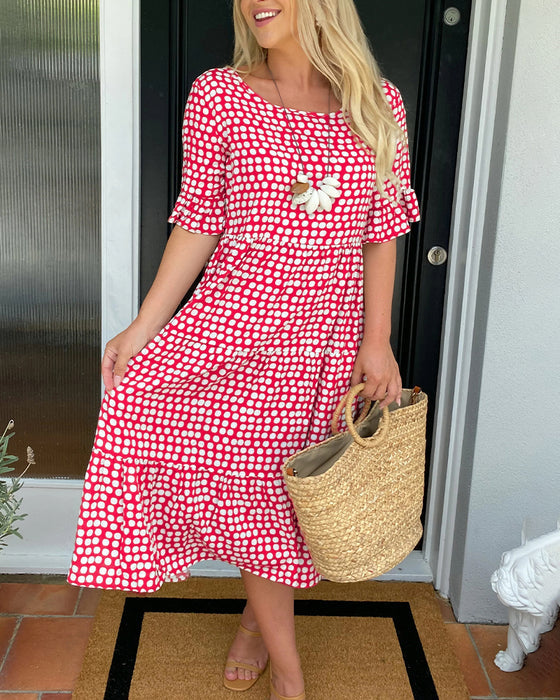 Elvina | Spring Dress with Round Neck and Polka Dot Print