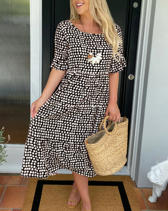 Elvina | Spring Dress with Round Neck and Polka Dot Print