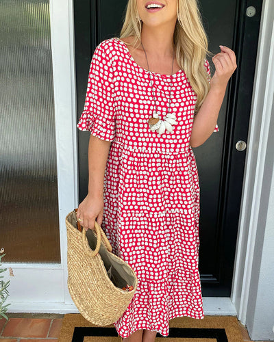 Elvina | Spring Dress with Round Neck and Polka Dot Print