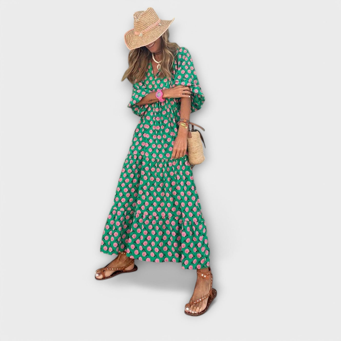Nora | Elegant Geometric Maxi Dress