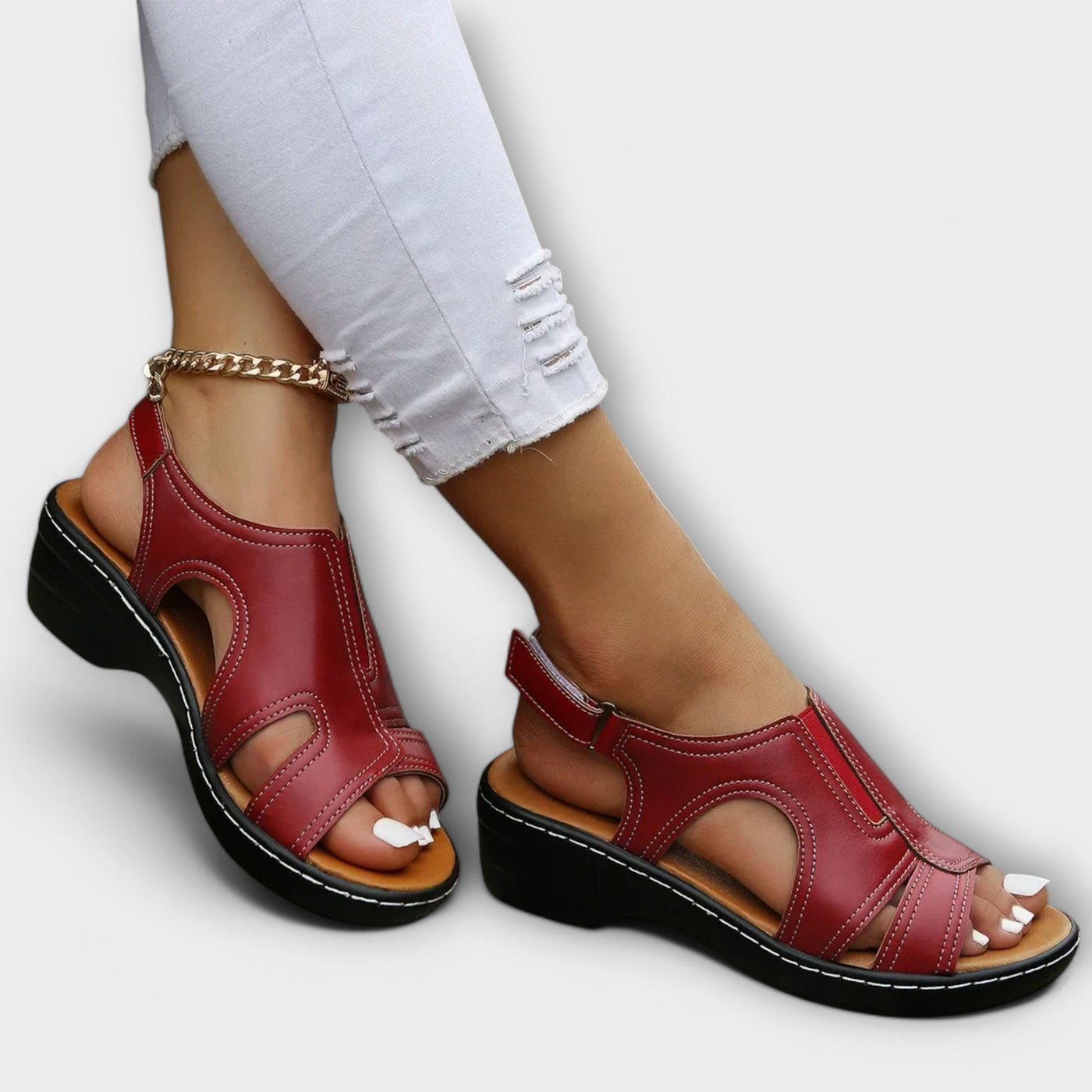 Christina | Orthopedic Leather Sandals with Comfort Heel