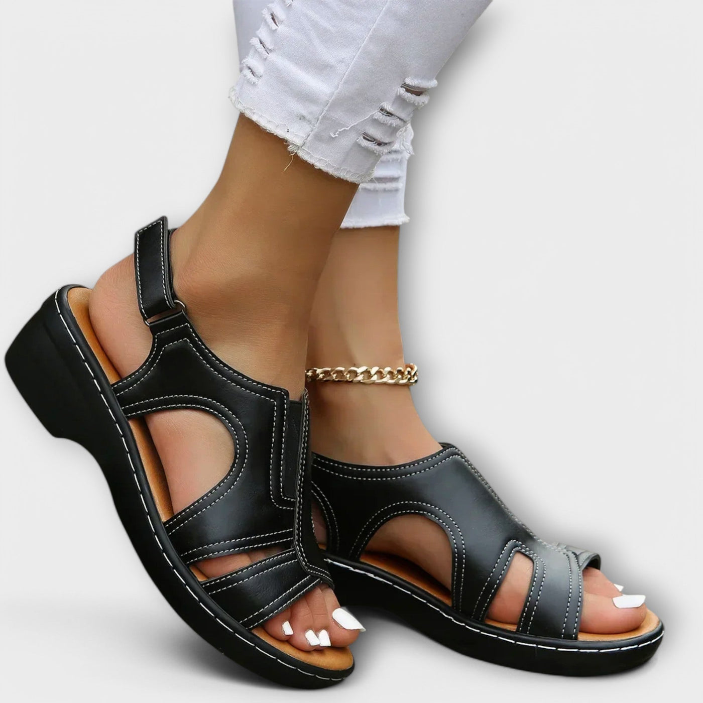 Christina | Orthopedic Leather Sandals with Comfort Heel