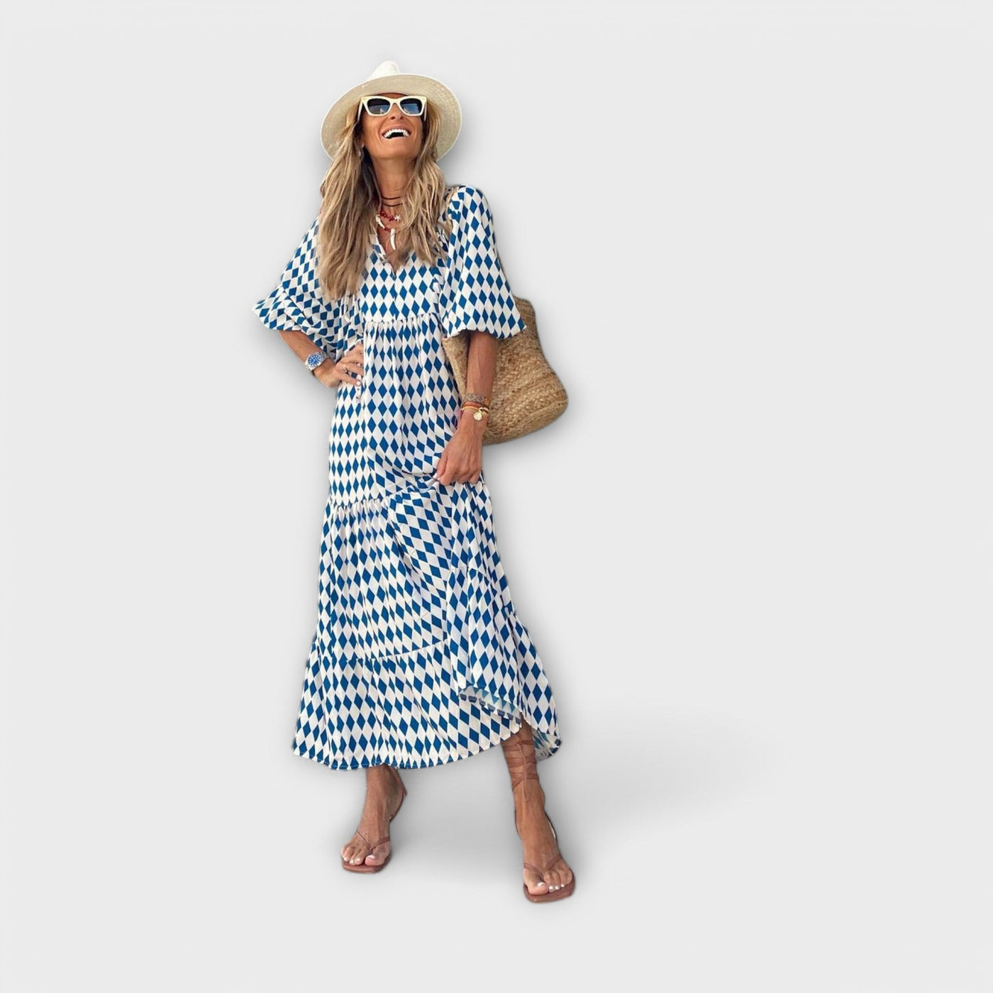 Nora | Elegant Geometric Maxi Dress