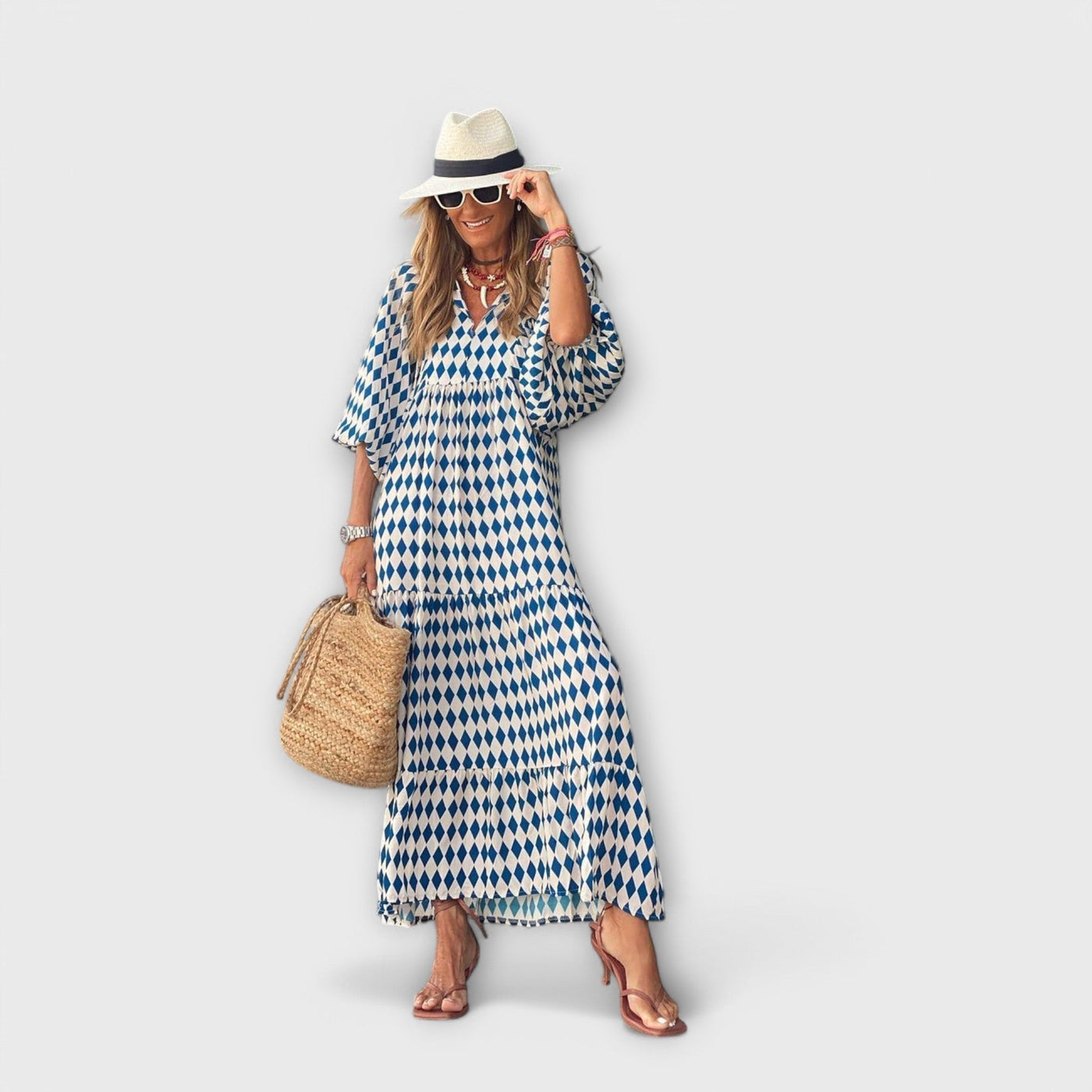Nora | Elegant Geometric Maxi Dress