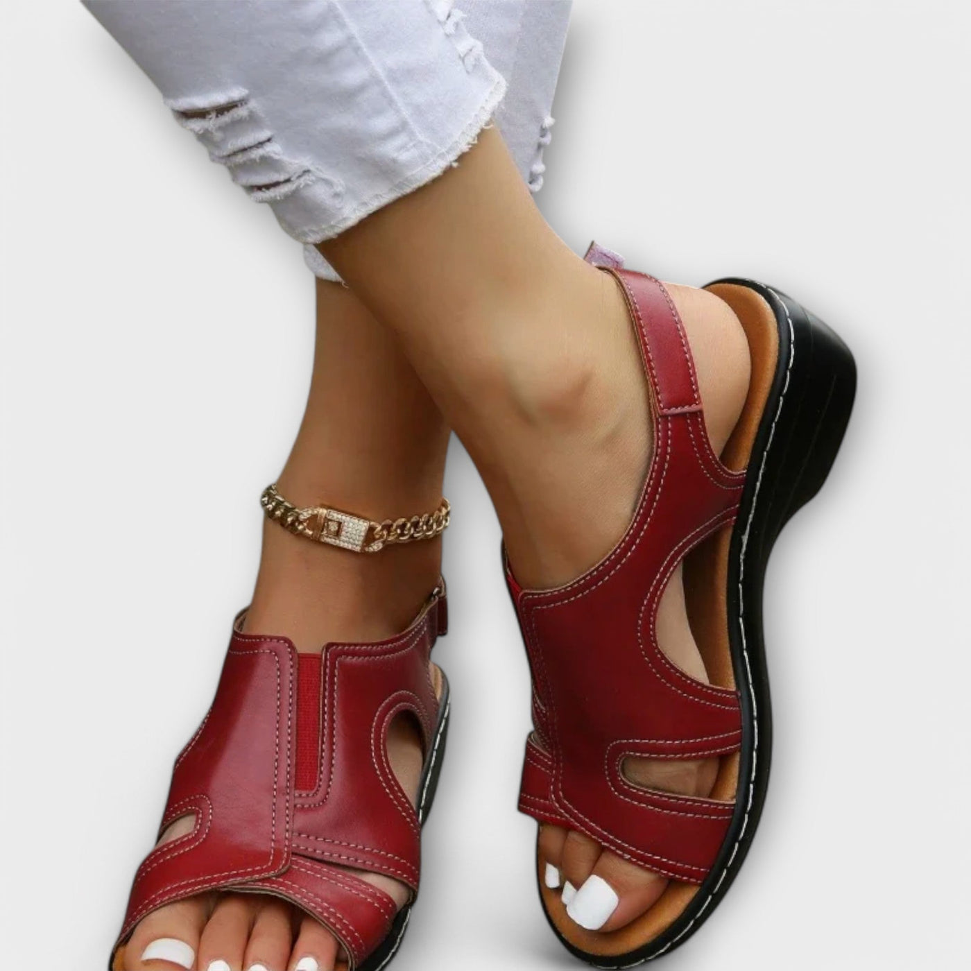 Christina | Orthopedic Leather Sandals with Comfort Heel