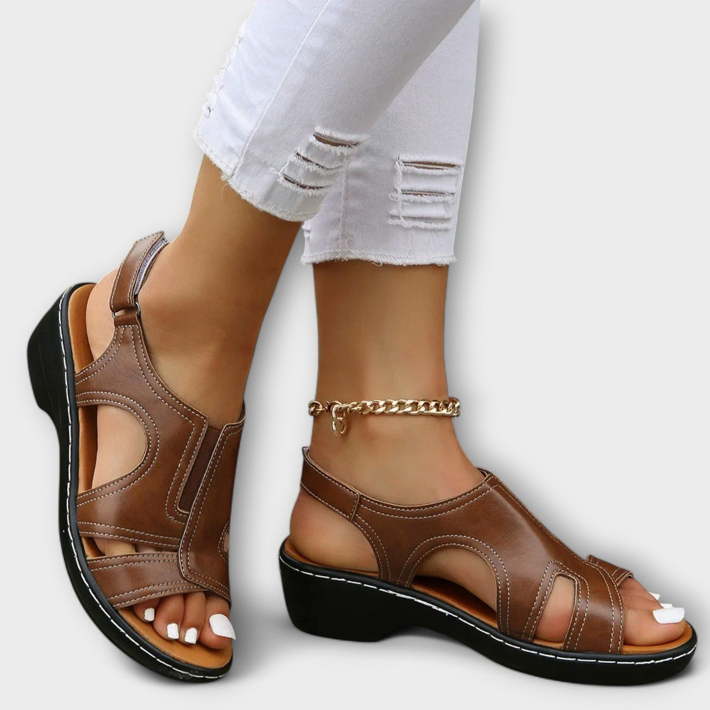 Christina | Orthopedic Leather Sandals with Comfort Heel