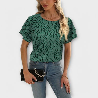 Samantha | Blouse with Ruffle Details and Round Neck