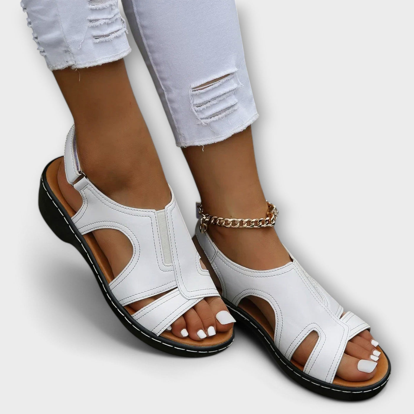 Christina | Orthopedic Leather Sandals with Comfort Heel
