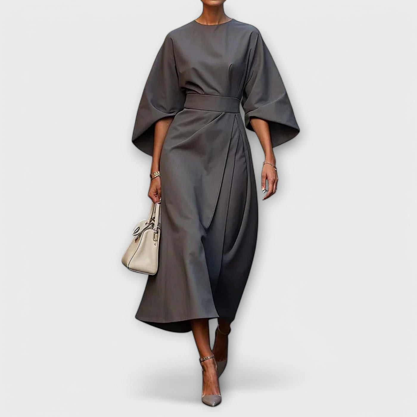 Sonia | Elegant Belted Lantern Dress