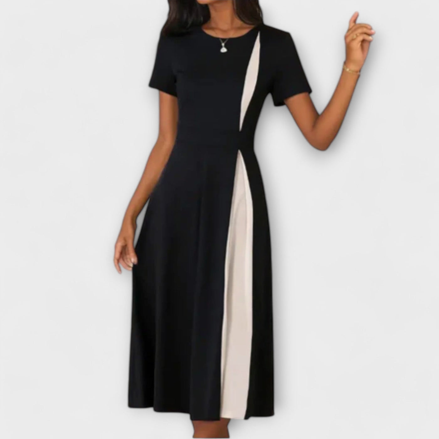 Hanne | Black and White Midi Dress