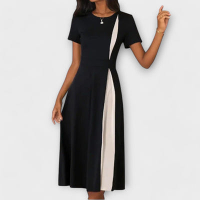 Hanne | Black and White Midi Dress