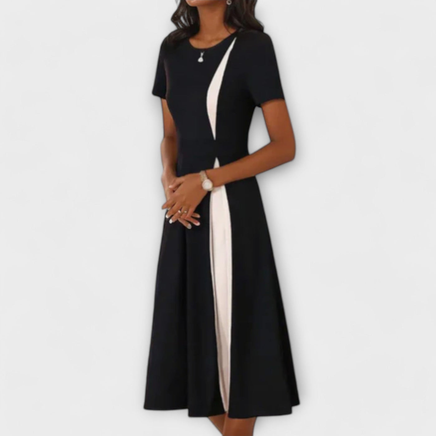 Hanne | Black and White Midi Dress