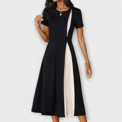 Hanne | Black and White Midi Dress
